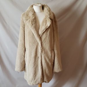 New Lucky Brand Faux Fur Khaki Coat